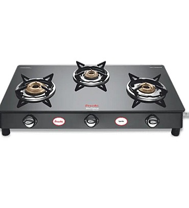 Preethi Blue Flame Sparkle 3 Burner Glass Top Gas Stove